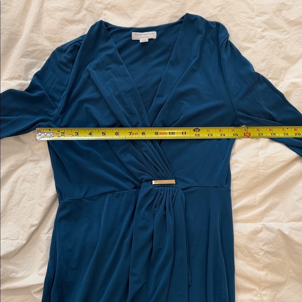 Charter Club Blue Faux Wrap Dress/ Petite Small - Picture 11 of 14